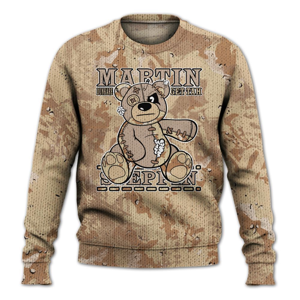 Knitted Sweater To Match Desert Camo 3s - Tah Steppin Bear Heart Grunge