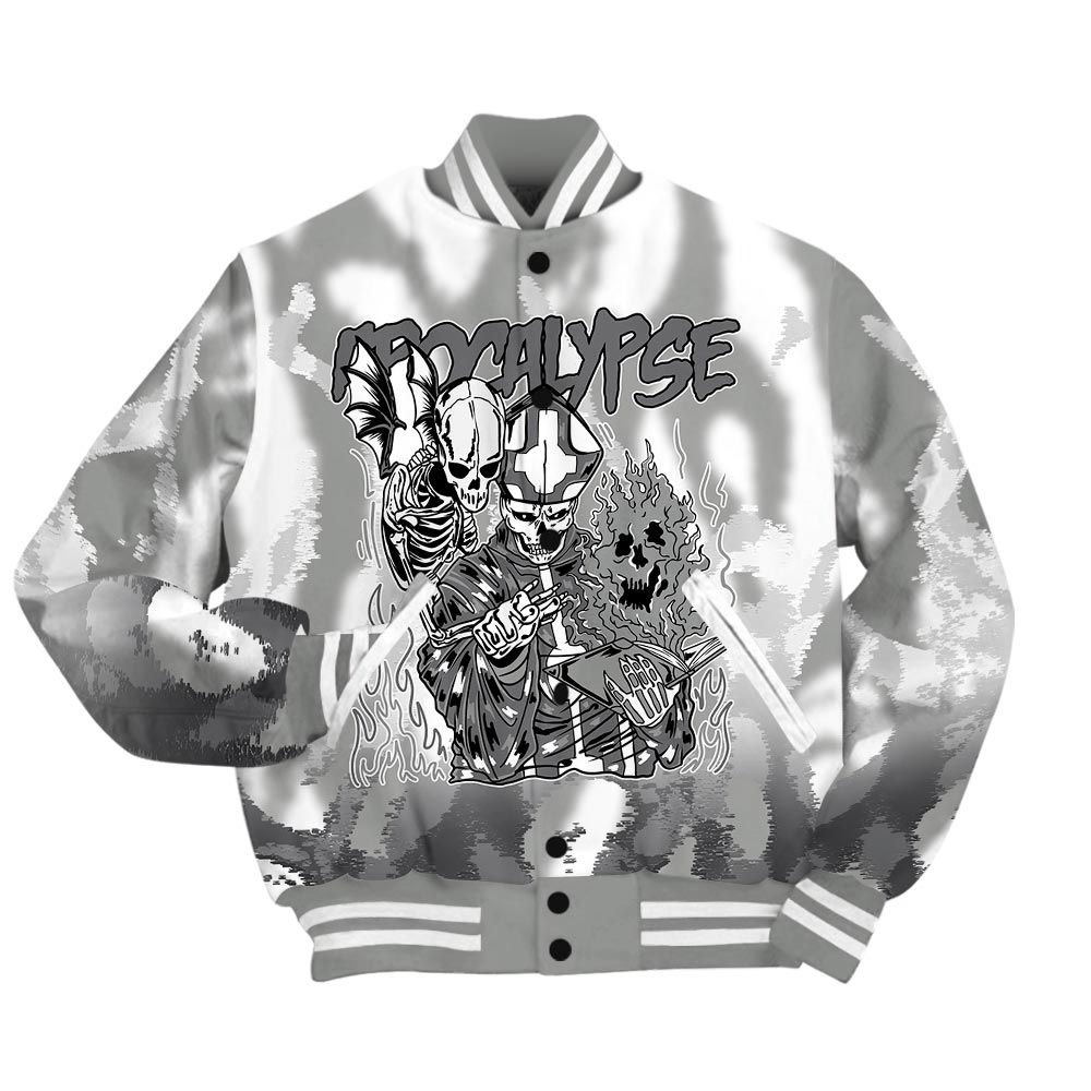 Varsity Jacket To Match Paris Cement Grey 4s - Apocalypse Skeleton Burn Varsity Jacket Unisex