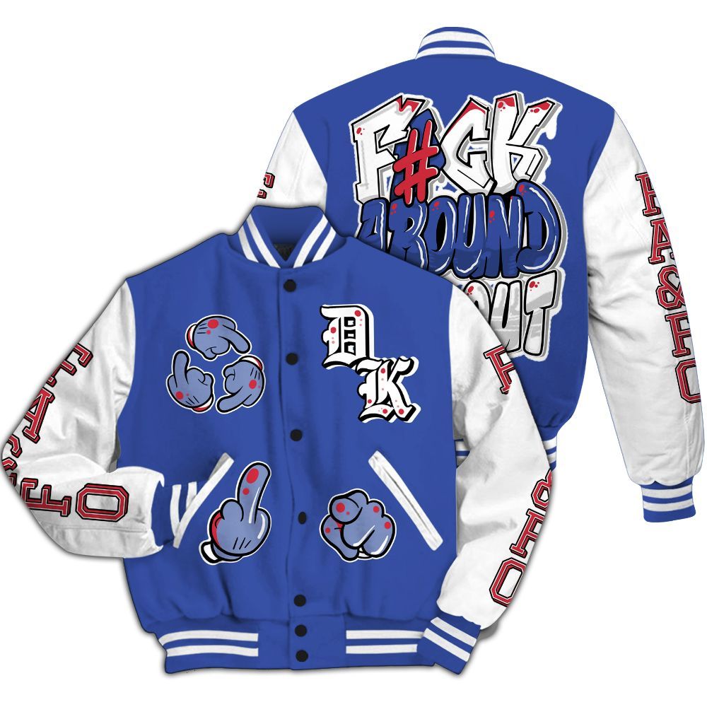 Varsity Jacket To Match Air Griffey Max USA Red White Blue 1s - F Around Find Out Graphic All Over Print