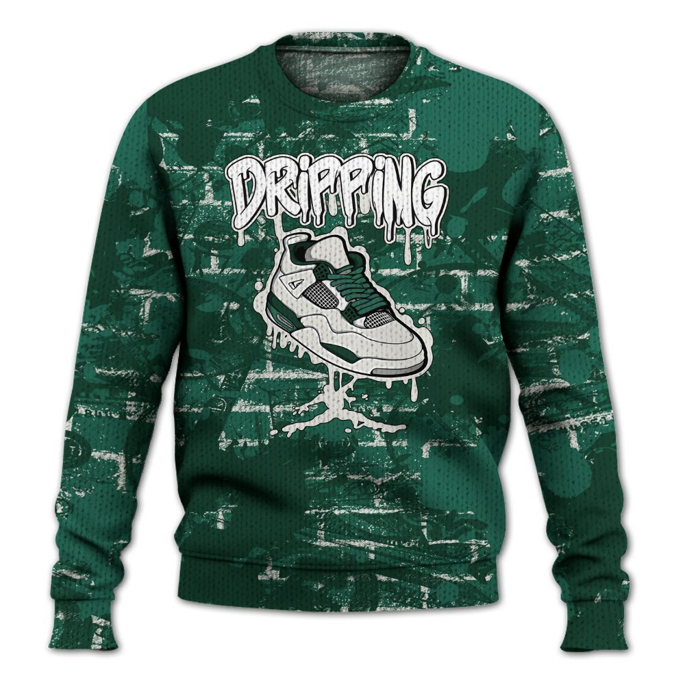 Knitted Sweater To Match Oxidized Green 4s - Dripping Shoe 4S Graphic Street Art