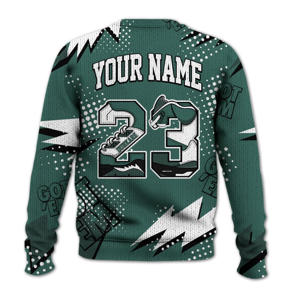 Knitted Sweater To Match Low OG Oxidized Green 1s - Custom Name Number 23 5s