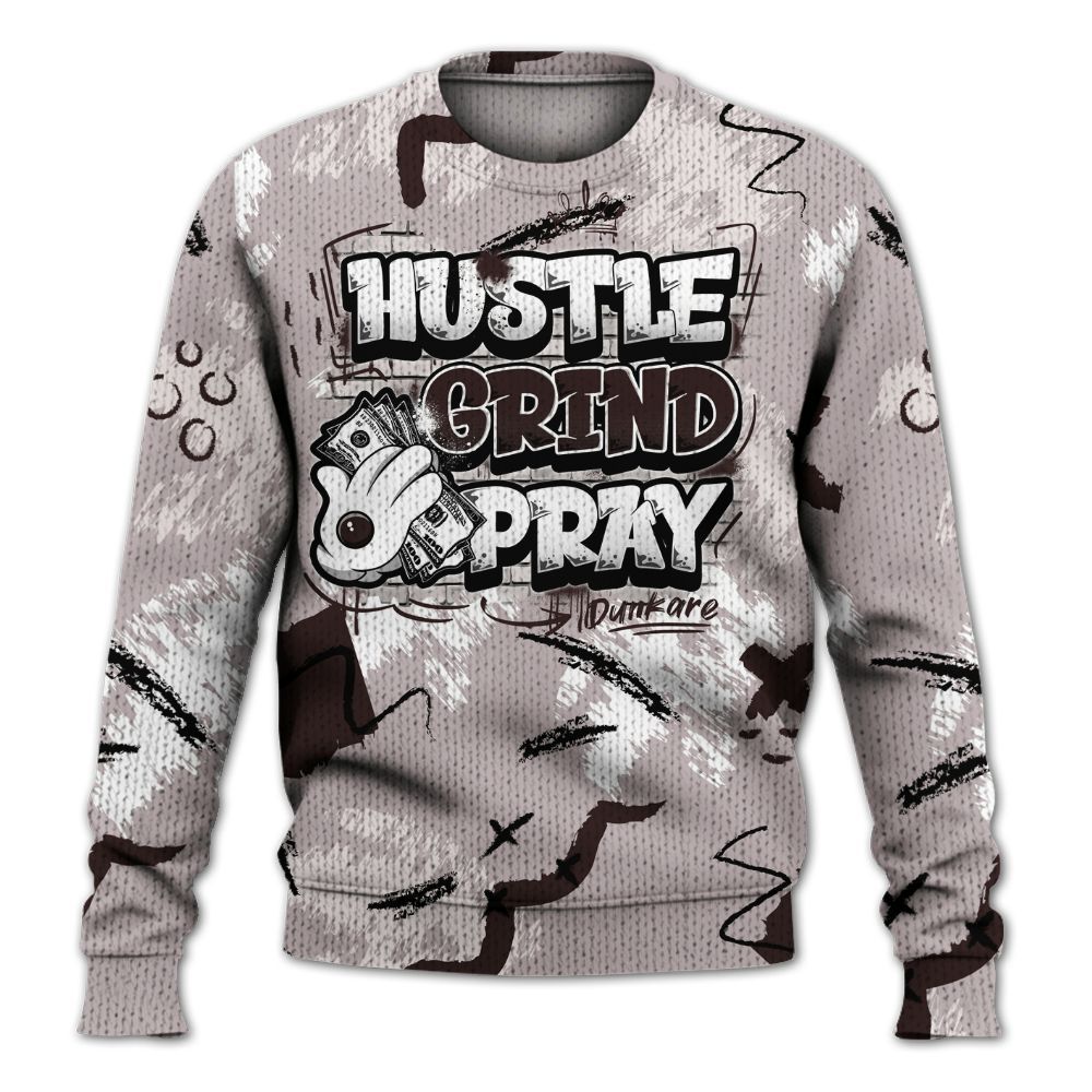 Sweater To Match AMM Air Smokey Mauve 6s - Hustle Grind Pray Graphic Street Style Graphic