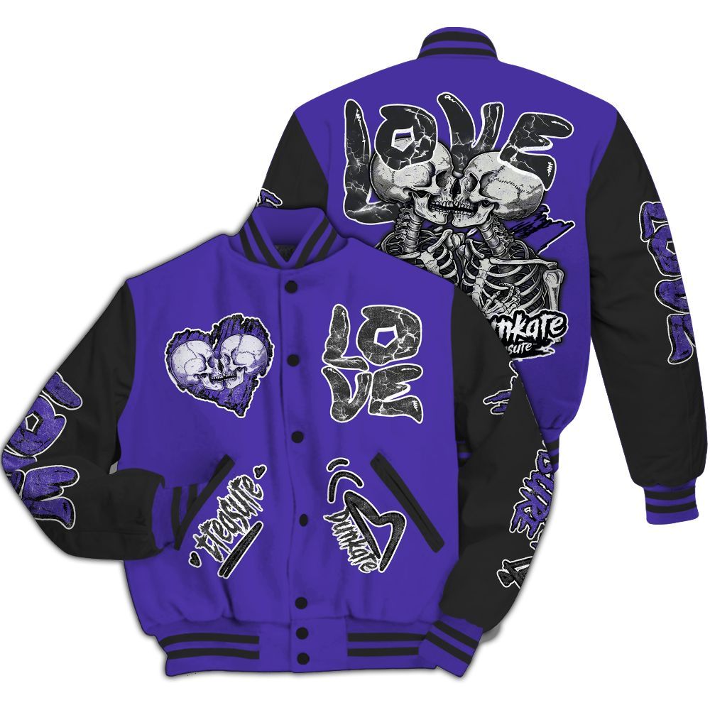 Varsity Jacket To Match Field Purple 12s - Skull Bear All Over Print