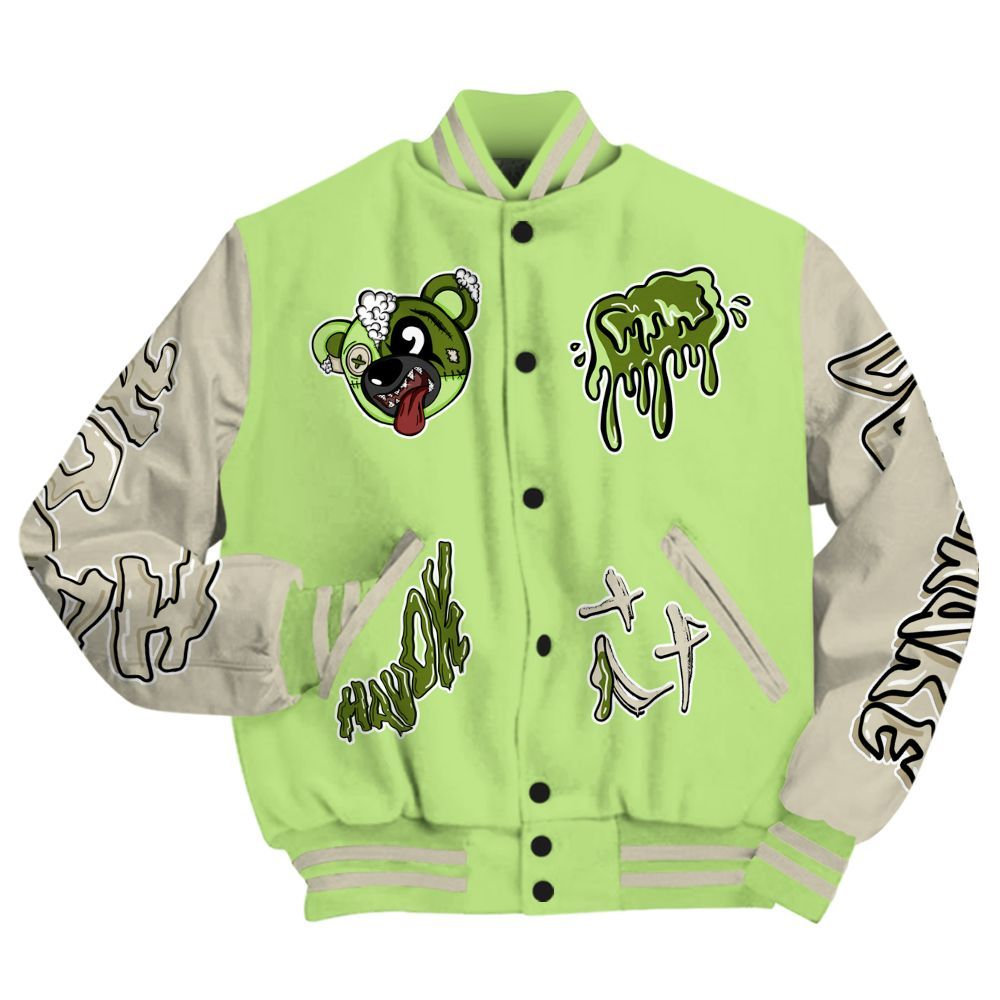 Varsity Jacket To Match Air Max Stussy Action Green - Havok Bear All Over Print