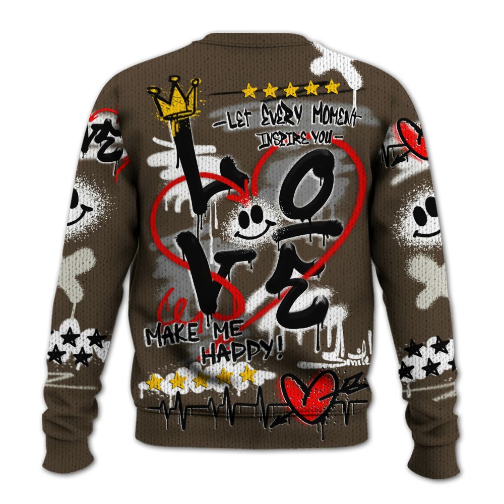 Knitted Sweater To Match Palomino 1s - Happy Love Beats Graffiti Streetwear