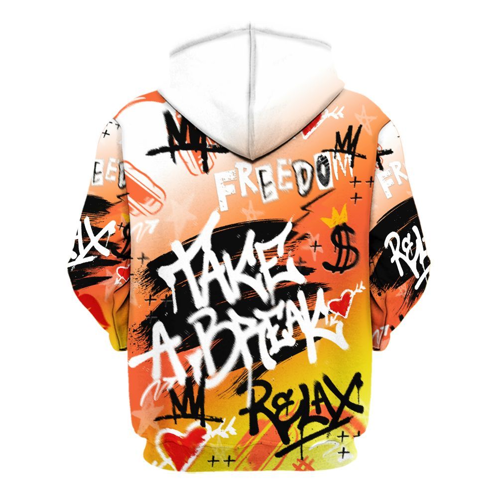 Hoodie To Match Dunk High Candy Corn - Take Break Freedom Graffiti Streetwear All Over Print