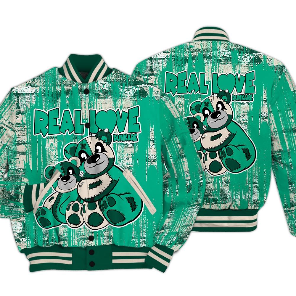 Varsity Jacket To Match Oxidized Green 4s - Sincere Fondness Bear Glitch Art Varsity Jacket Unisex