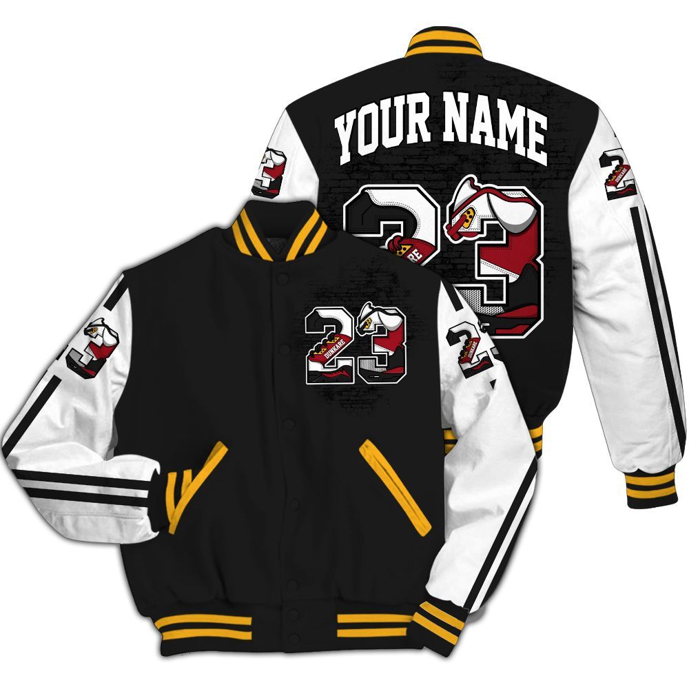 Varsity Jacket To Match White Taxi 12s - Custom Name Number 23 5s All Over Print