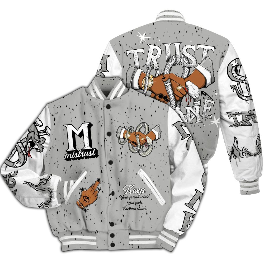 Varsity Jacket To Match Retro White Oreo 4s - Trust No One Snake-Bite Street Style All Over Print