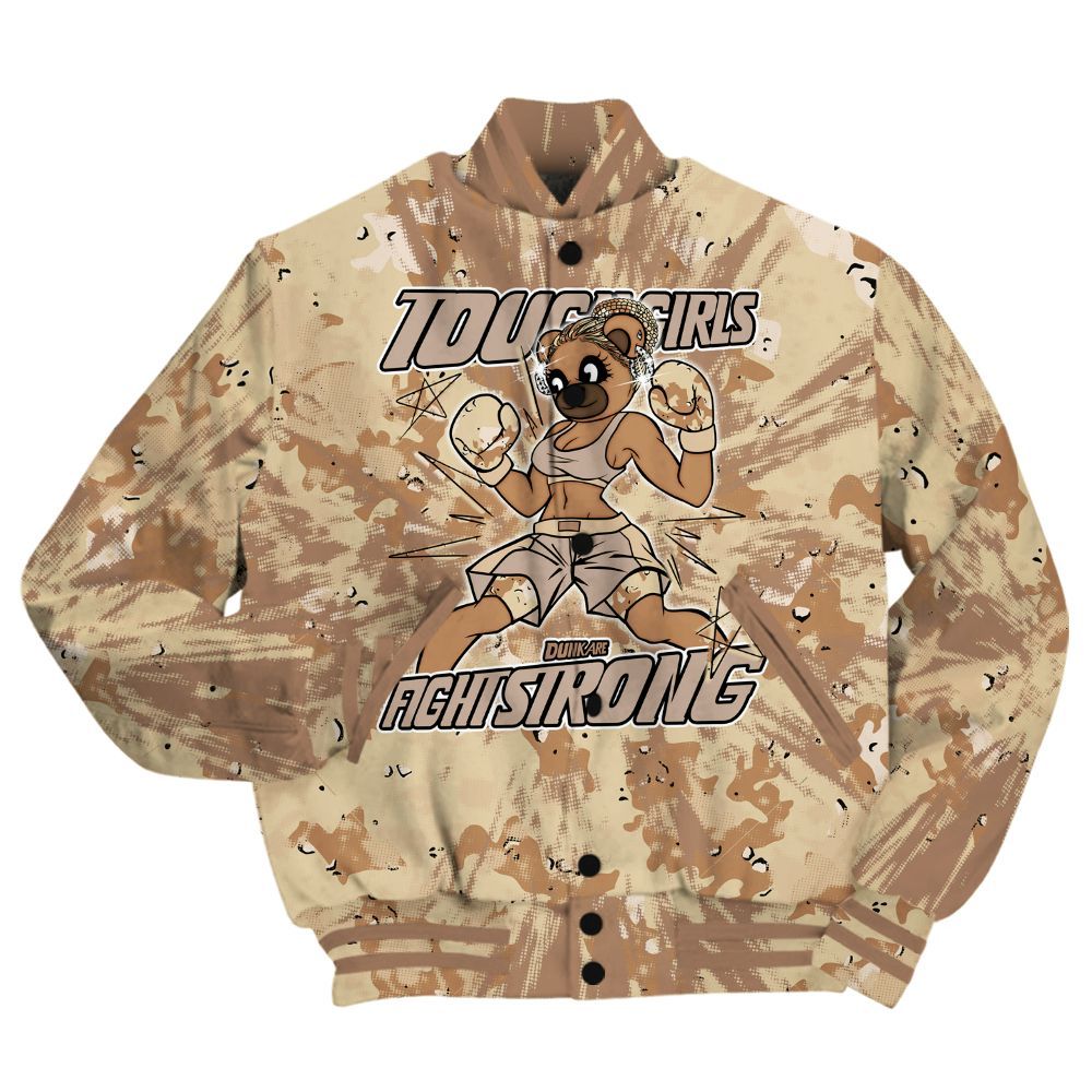 Varsity Jacket To Match Desert Camo 3s Shirt - Gritty Girls Bear Luxury All Over Print