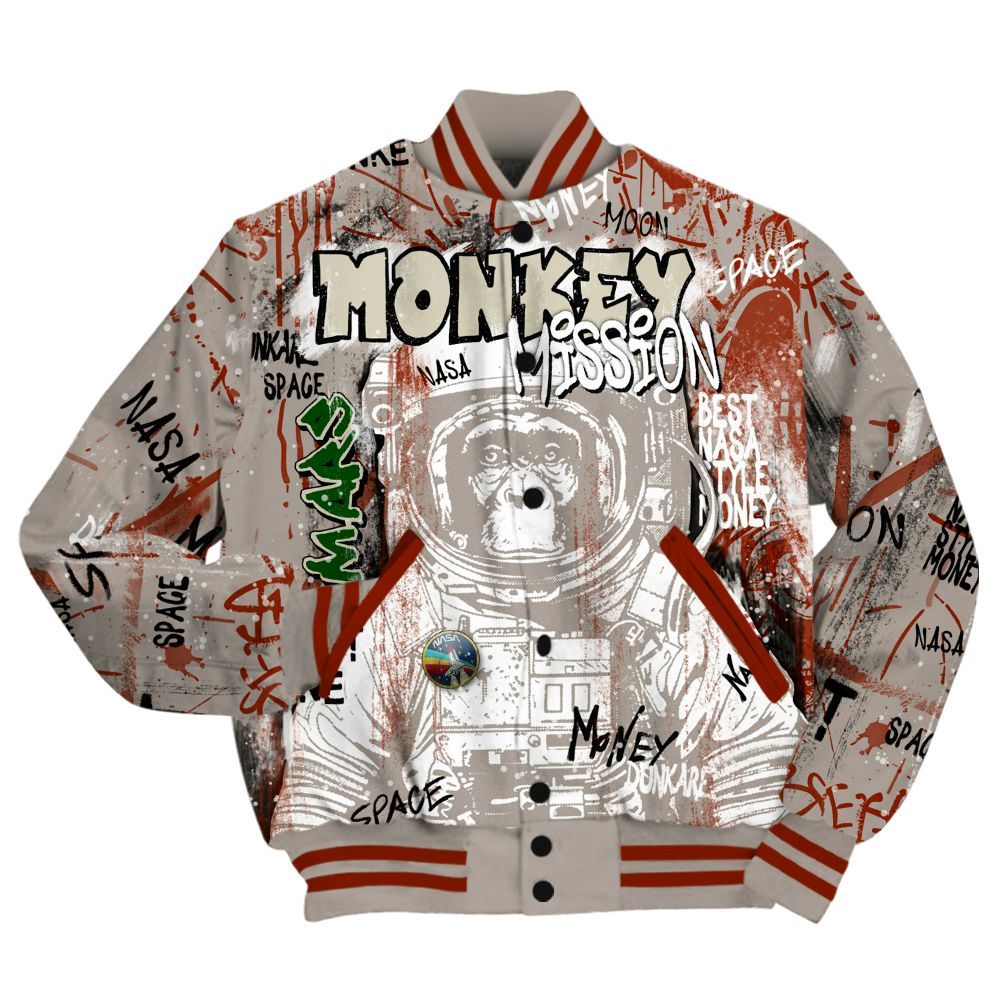 Varsity Jacket To Match El Grito 5s Shirt, Monkey Misson Space All Over Print