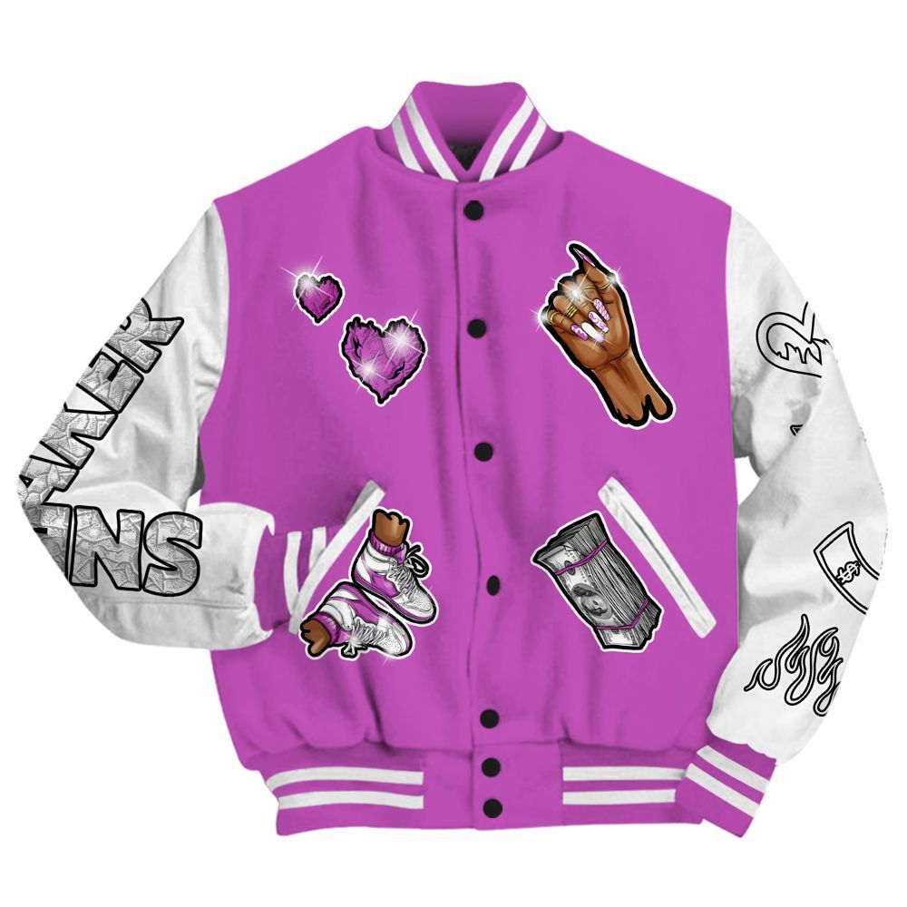 Varsity Jacket To Match Hyper Violet 4s - Sneakerz Girlz All Over Print