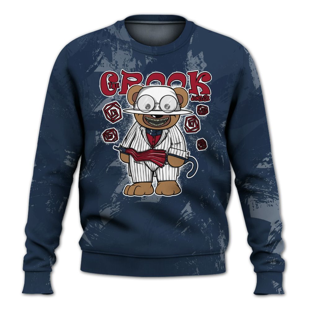 Sweatshirt To Match White Midnight Navy 6s - Swindler Bear Circle Slpash All Over Print