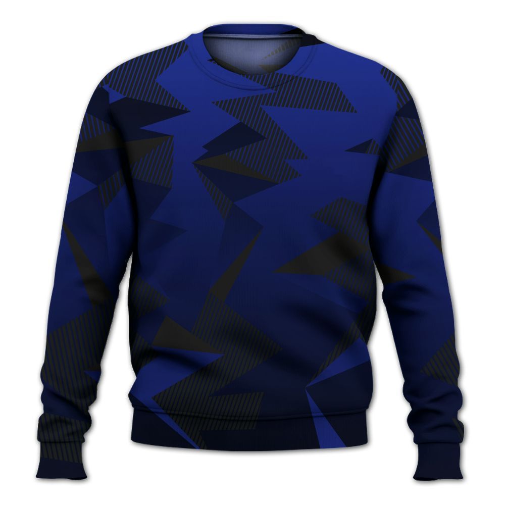 Sweatshirt To Match Air Max Plus Black Racer Blue - Geometric Camouflage Pattern All Over Print