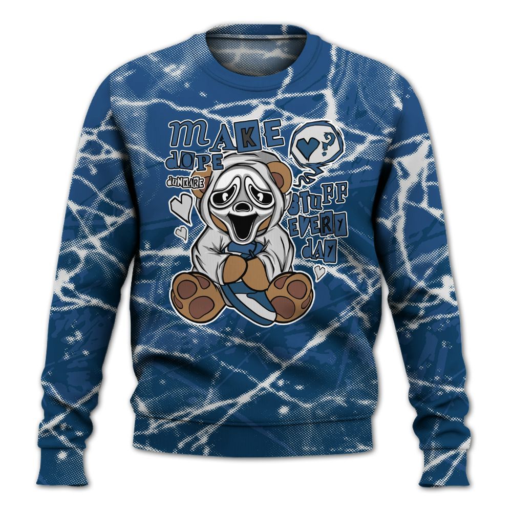 Sweatshirt To Match High OG Midnight Navy 1s - Make Dopes Bear Profound All Over Print