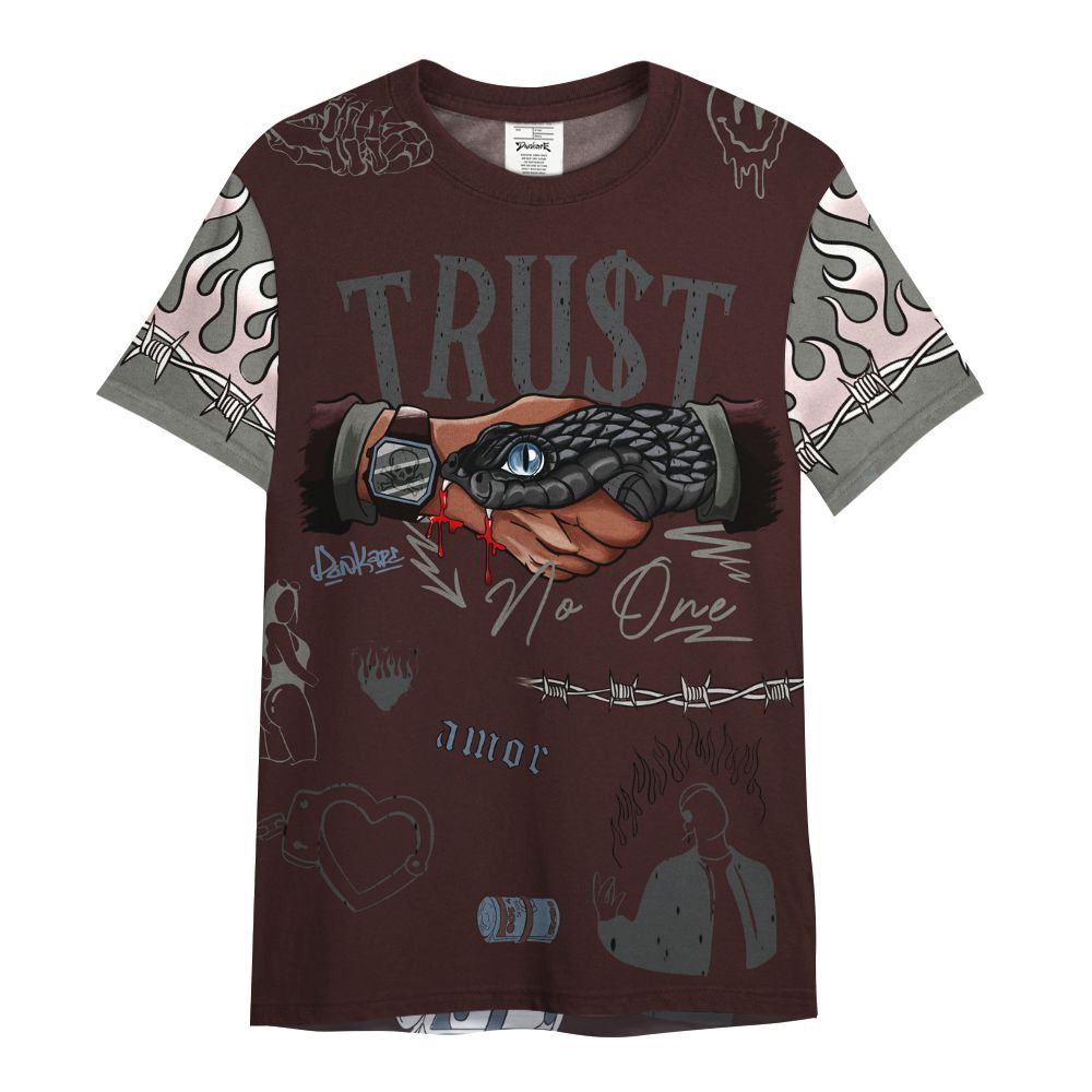 Shirt To Match Burgundy 5s - Snake Trust No One All Over Print
