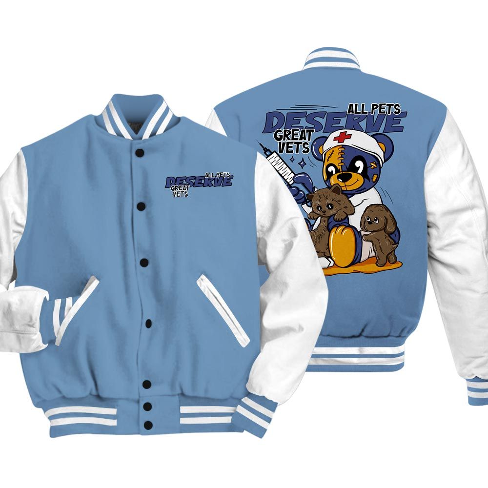 Varsity Jacket To Match High OG First In Flight 1s Vasity Jacket - All Pets Deserve Great Vets Bear Vasity Jacket Unisex