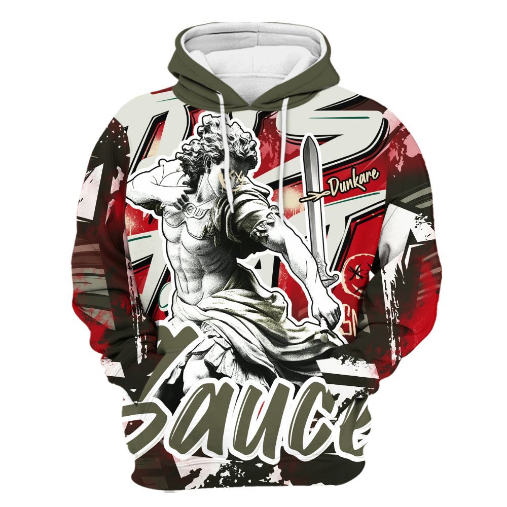Hoodie To Match Low OG Medium Olive 1s - This That Sauce Retro All Over Print
