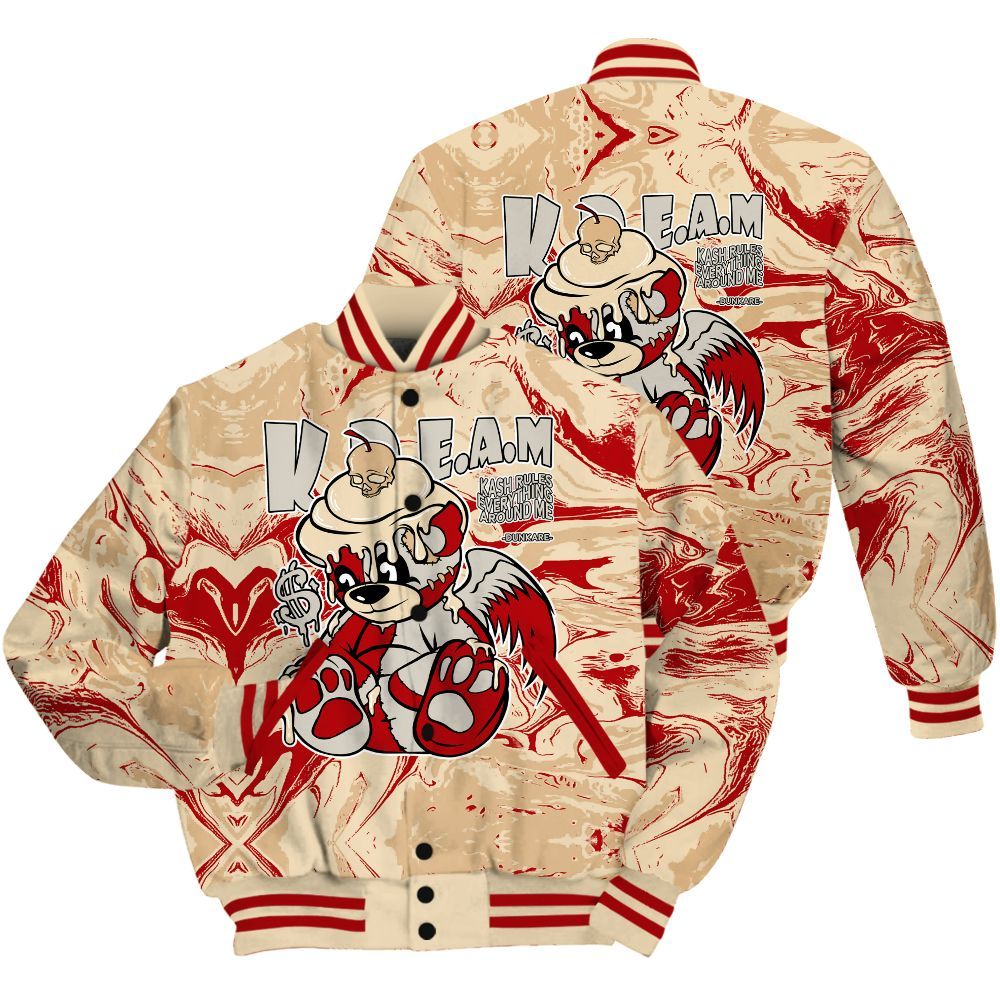 Varsity Jacket To Match Dunk Low Strawberry Waffle Shirt - Loot Bear Liquid All Over Print