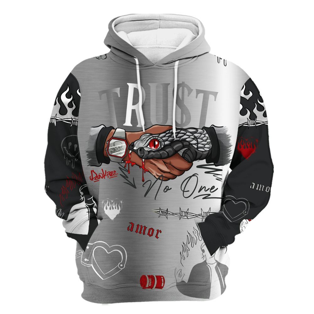 Hoodie To Match Metallic Silver 14s - Snake Trust No One All Over Print