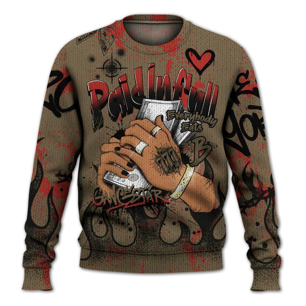 Sweater To Match Olive 9s - Lucky Money Paid In Full Graffiti Graphic