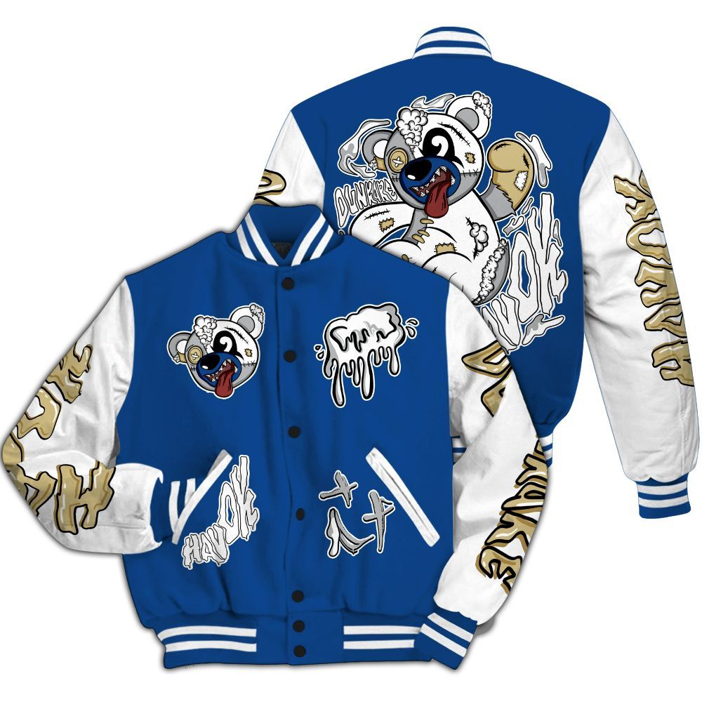 Varsity Jacket To Match Air Ship Royal Blue - Havok Bear All Over Print