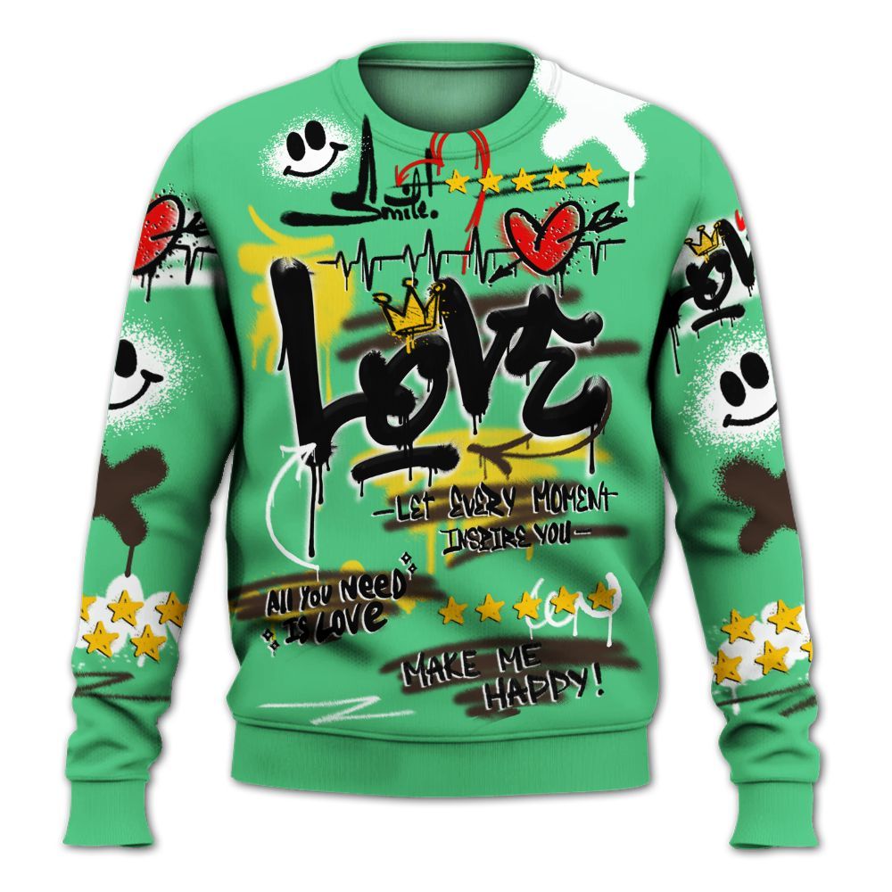 Sweatshirt To Match SB Dunk Low Tourmaline Shirt, Happy Love Beats Graffiti All Over Print