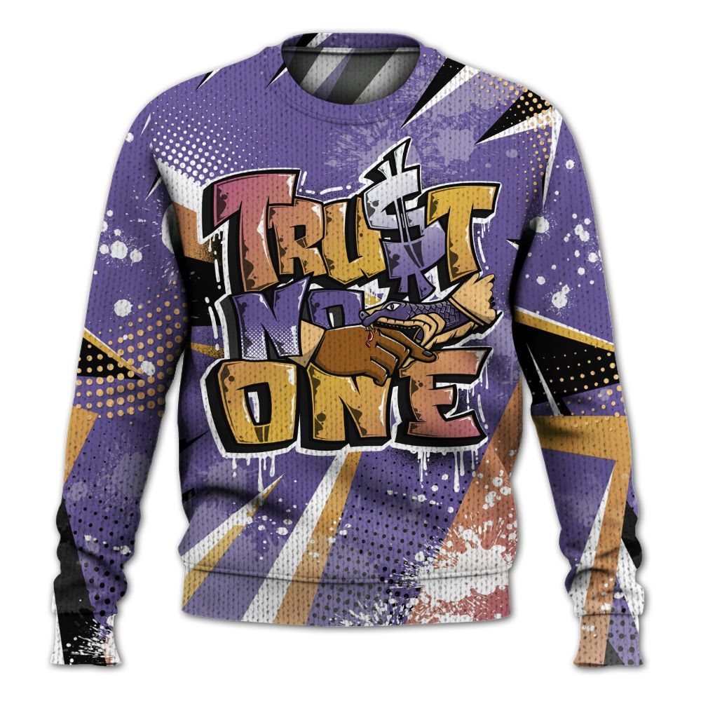 Knitted Sweater To Match Book Sunset 1s - Poly Trust No One Dripping