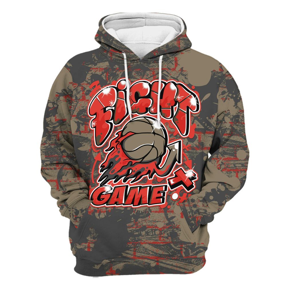 Hoodie To Match Olive 9s - Fighter Games Graphic Street Art All Over Print