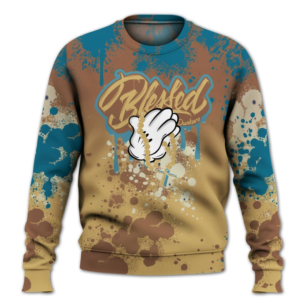 Sweatshirt To Match Retro Cacao Wow 4s - God Blessed Ink Drip All Over Print