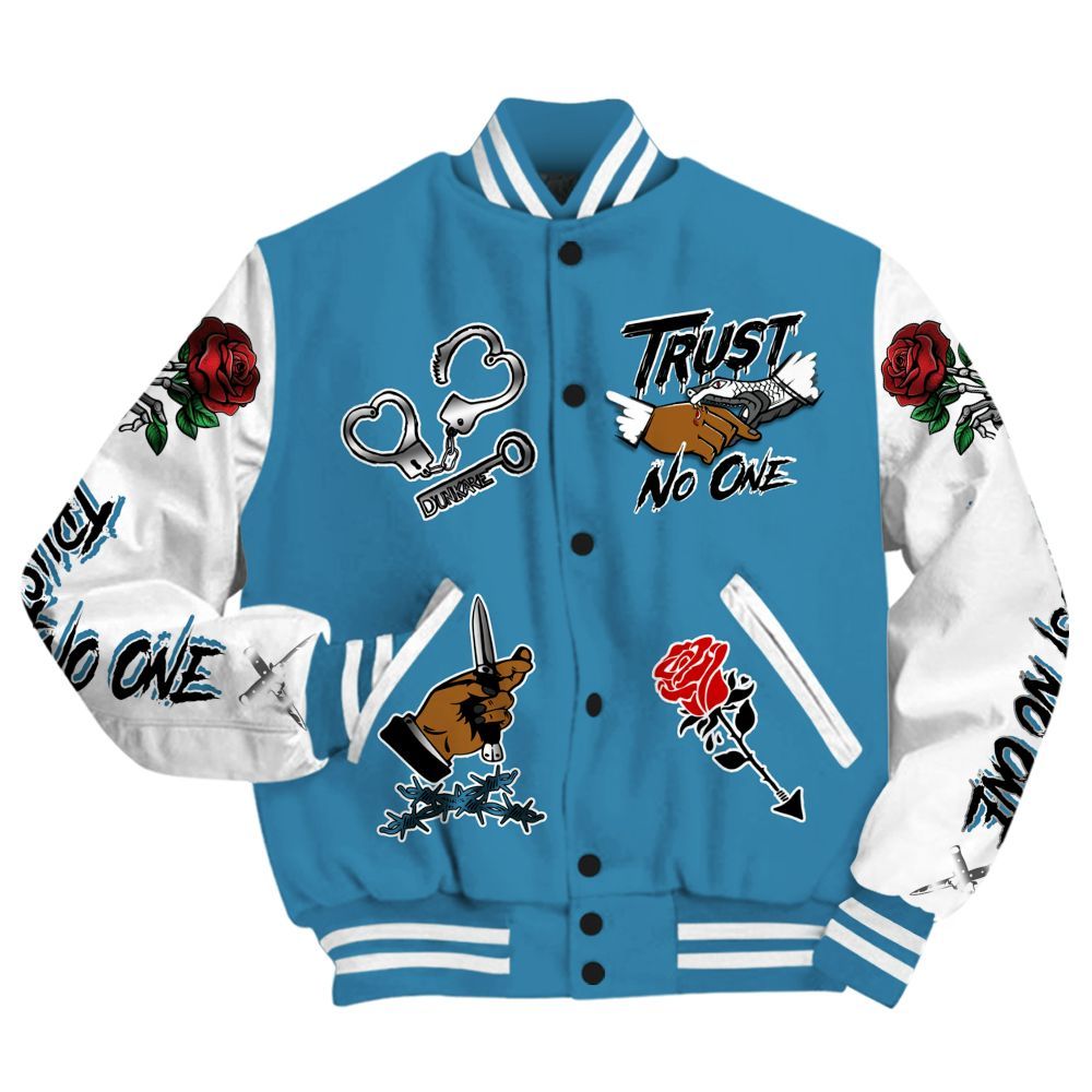 Varsity Jacket To Match High OG UNC Reimagined 1s - Trust No One Dripping All Over Print