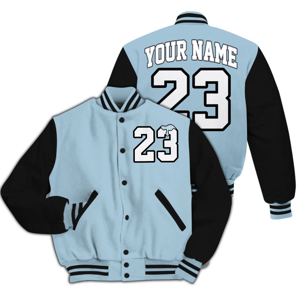 Varsity Jacket To Match Chambray 7s - Custom Name Number 23 Drip All Over Print