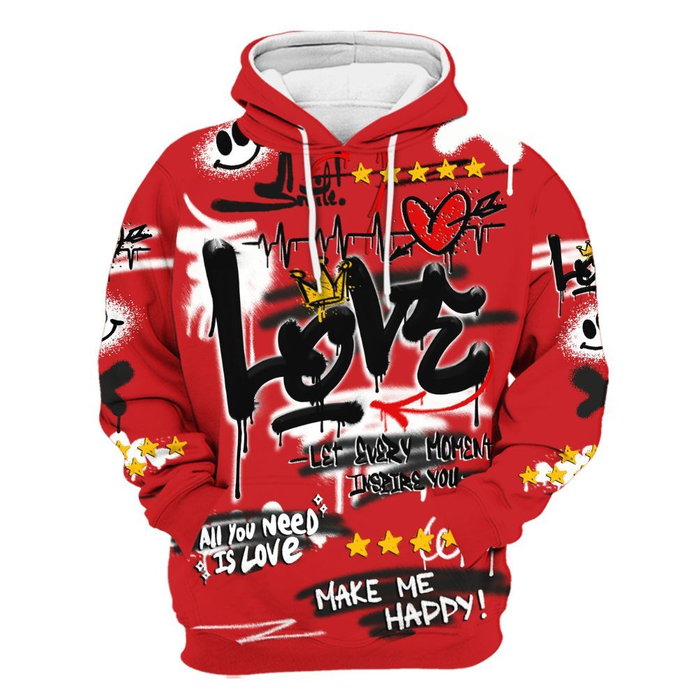 Hoodie To Match Bloodline 12s - Happy Love Beats Graffiti Streetwear All Over Print