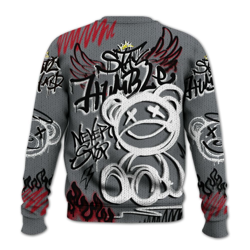 Knitted Sweater To Match Retro Fire Red 9s - Humble Drip Streetwear Graffity