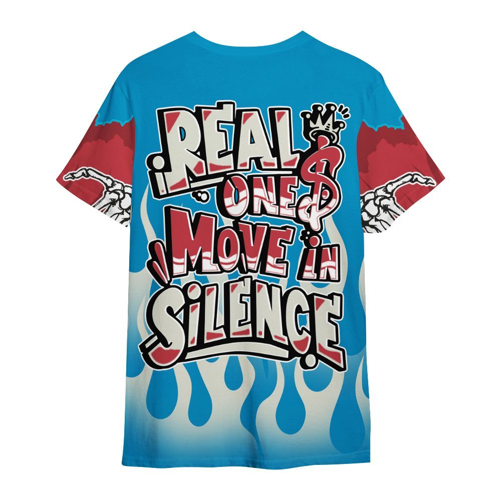 Shirt To Match High OG University Red Dark Powder Blue 1s - Ones Move In Silence Graphic Trapped All Over Print
