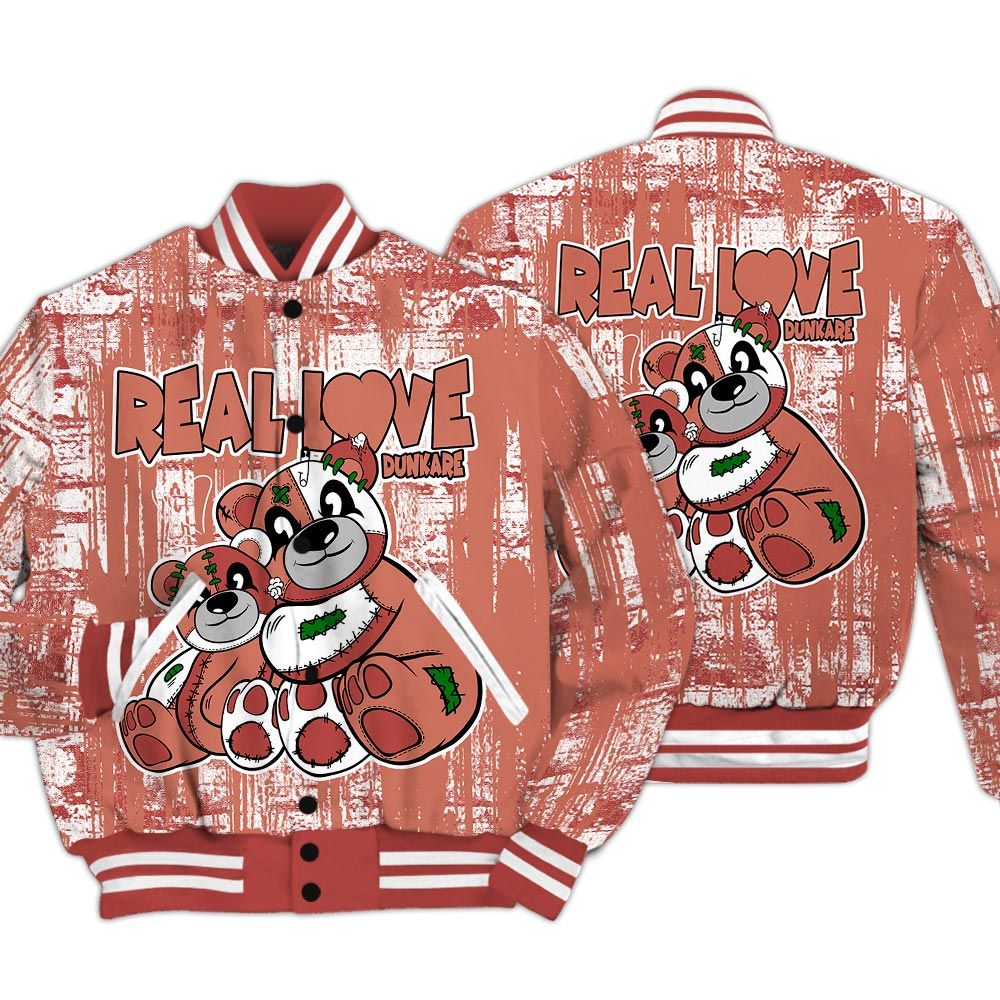 Varsity Jacket To Match Dune Red 13s - Sincere Fondness Bear Glitch Art Varsity Jacket Unisex