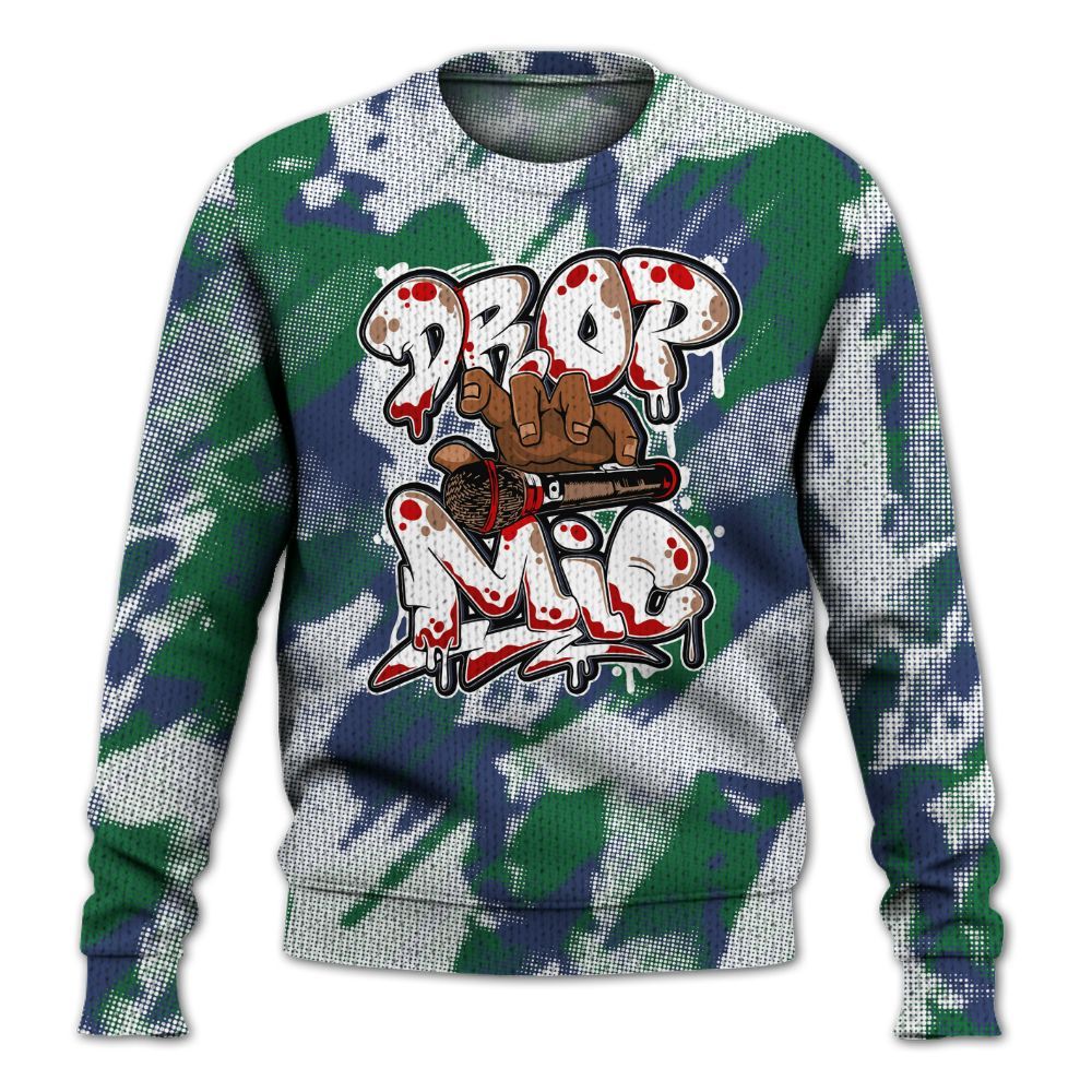 Knitted Sweater To Match Midnight Navy 13s - Drop Mic Abstract