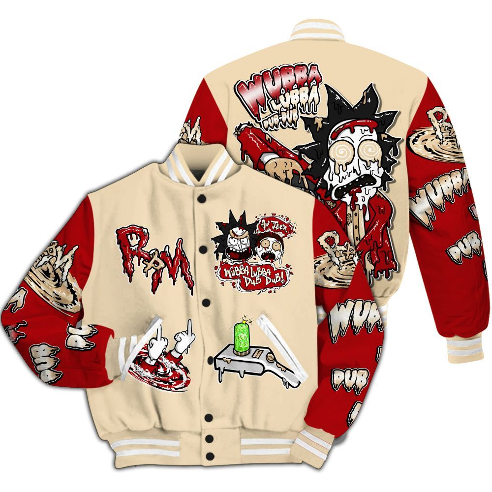 Varsity Jacket To Match Dunk Low Strawberry Waffle - Wubba Rick Drip All Over Print