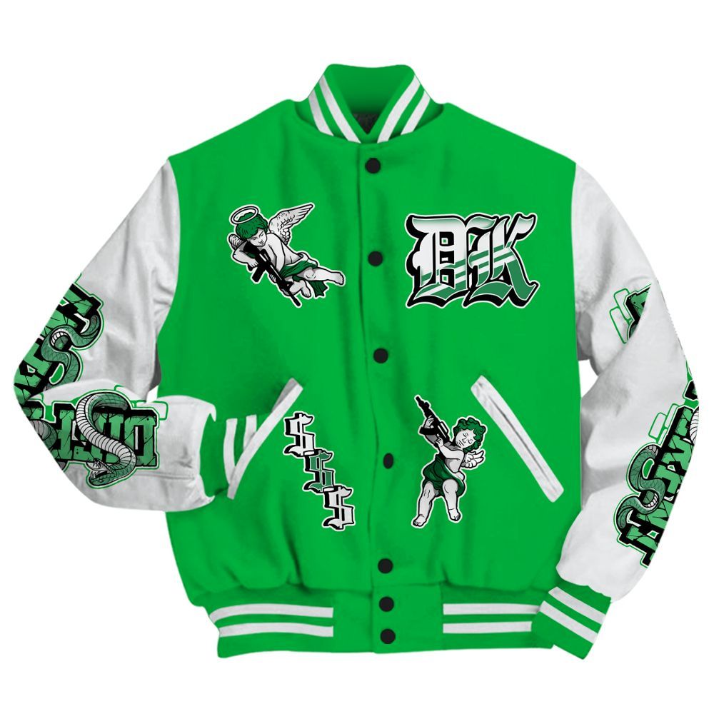 Varsity Jacket To Match Lucky Green 5s - To Different Graphic Basketball Varsity Jacket All Over Print