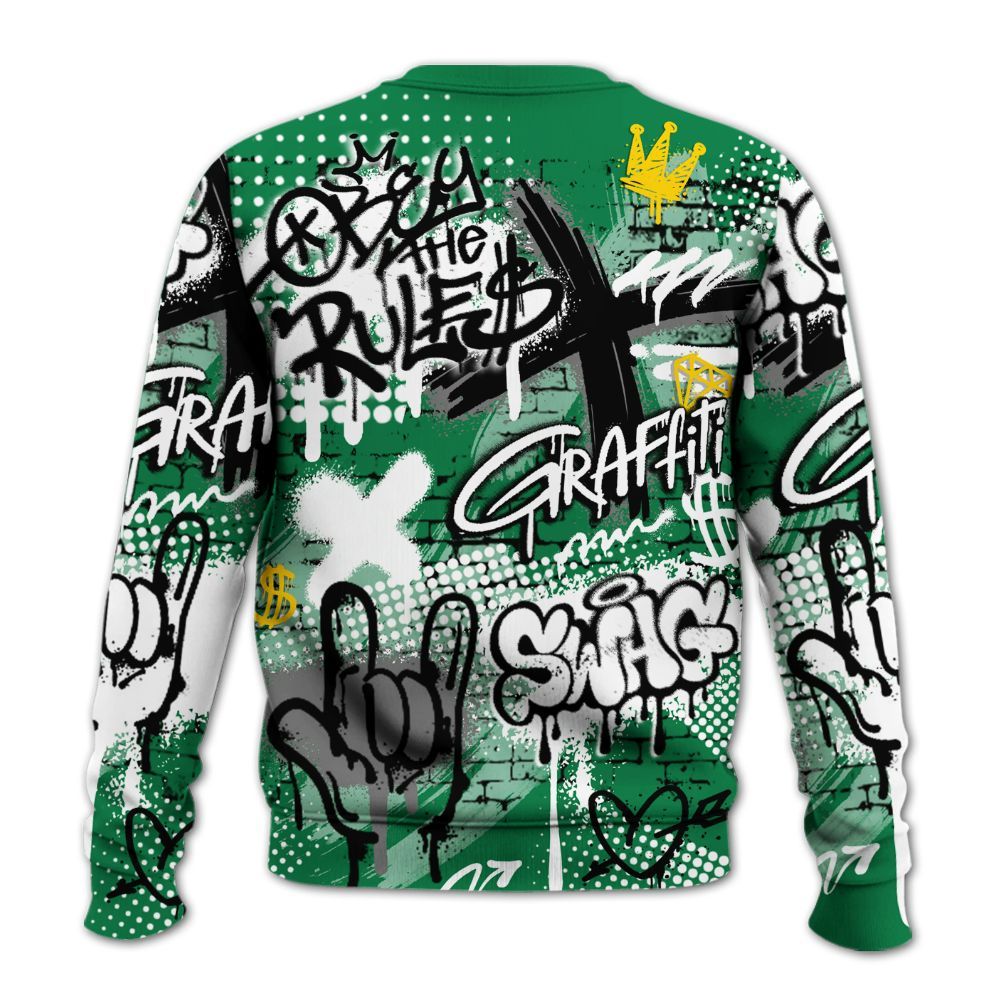 Sweatshirt To Match Pine Green 13s - True It Real Graffiti Streetwear All Over Print