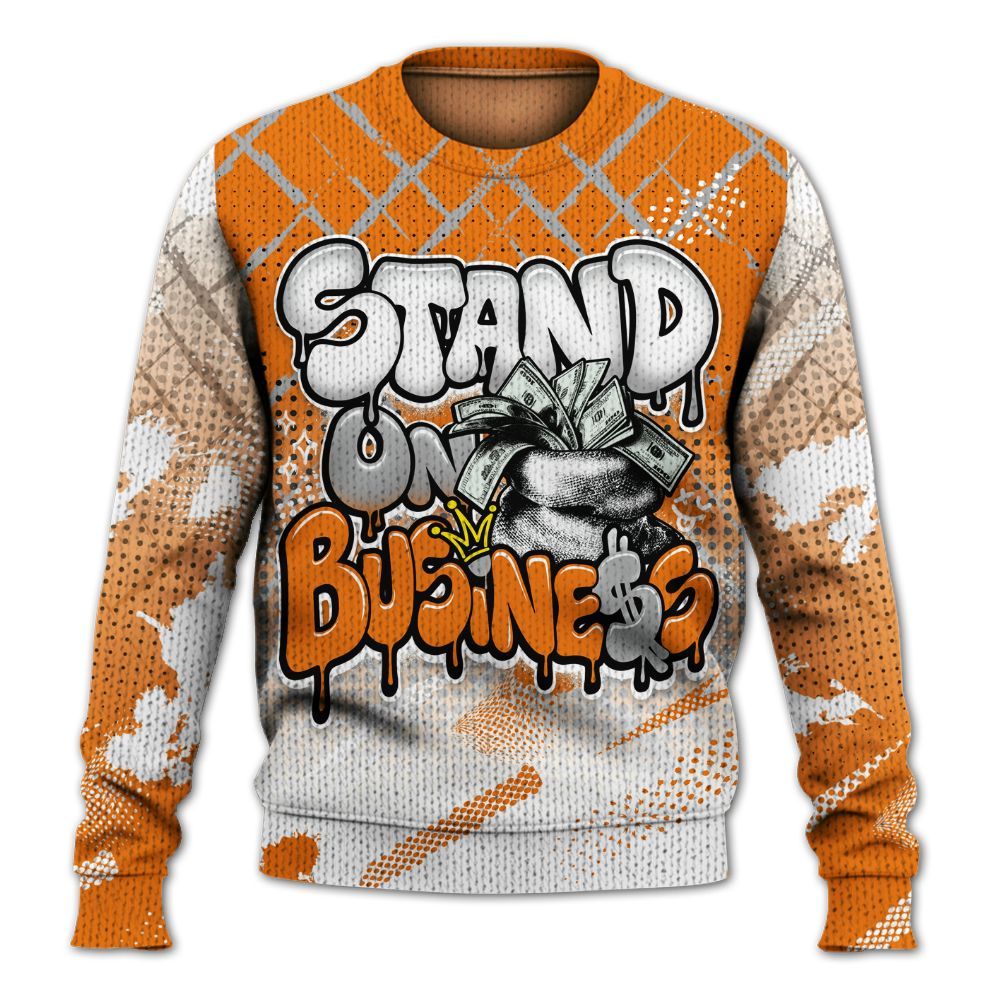 Sweater To Match Orange Citrus 3s - Halftone Stand Business Dripping Graphic