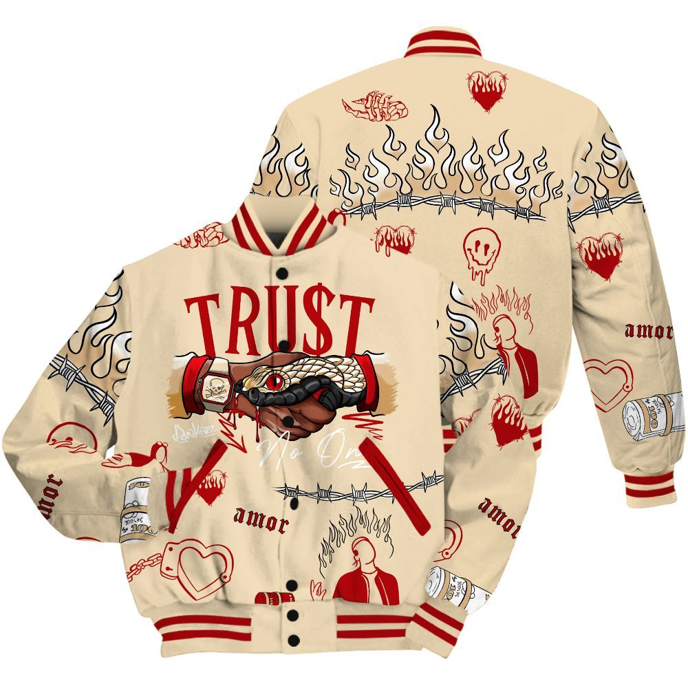 Varsity Jacket To Match Dunk Low Strawberry Waffle Shirt, Snake Trust No One All Over Print