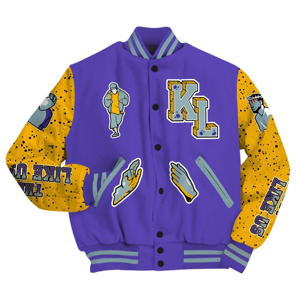 Varsity Jacket To Match Imperial Purple 4s - Dislike Us Graphic All Over Print