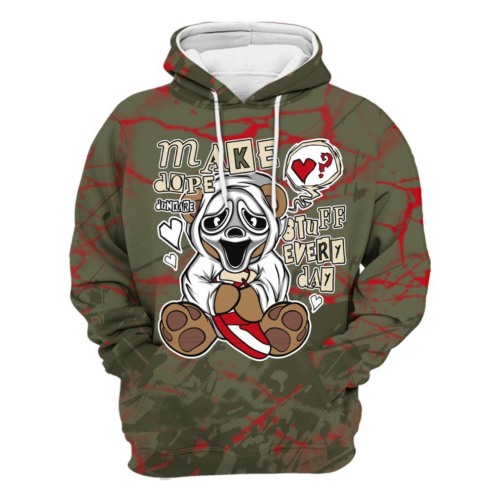 Hoodie To Match Travis Scott Low OG Medium Olive 1s - Make Dopes Bear Profound All Over Print