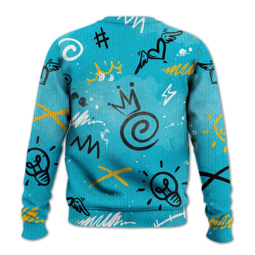 Knitted Sweater To Match Retro Aqua 5s - Drip Been Di2ferent