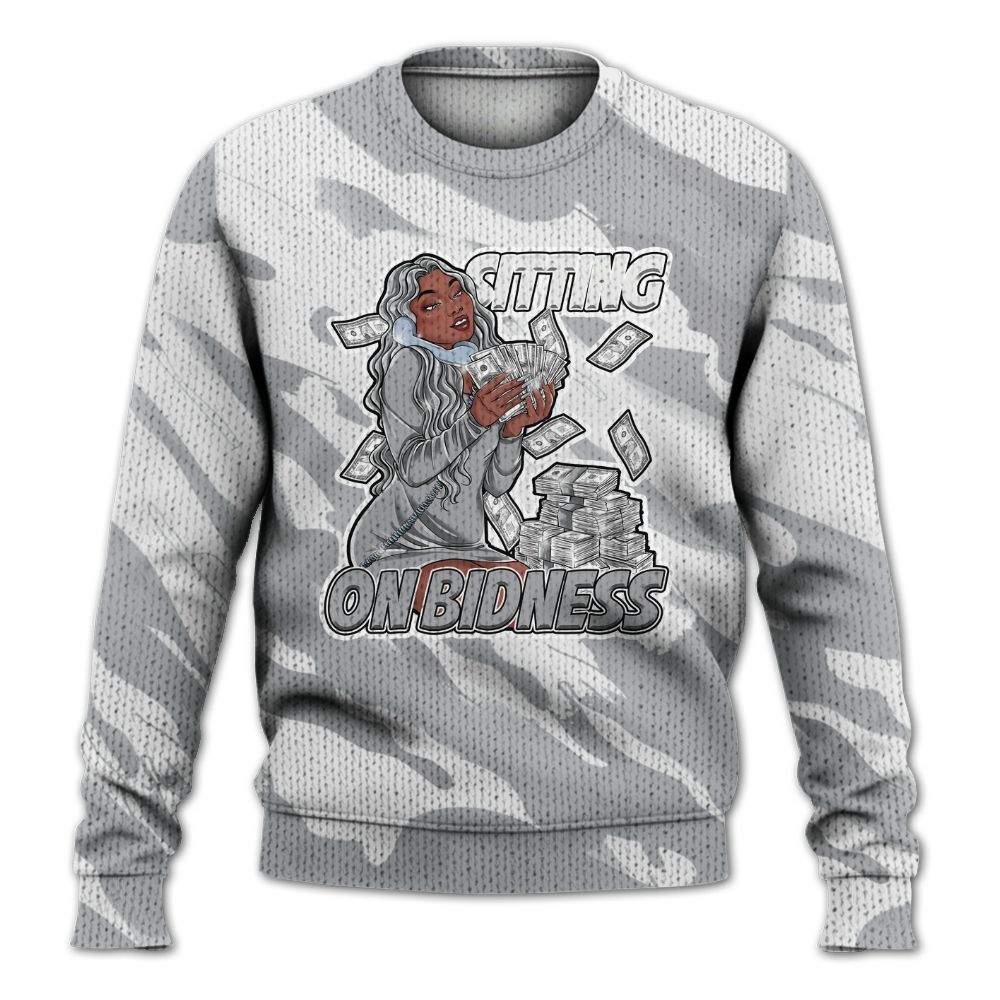 Knitted Sweater To Match Low OG Wolf Grey 1s - Bidness Colored