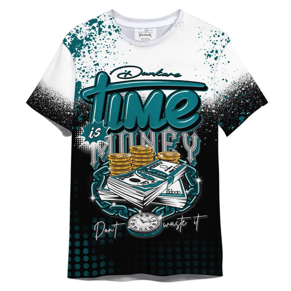 Dunkare Shirt Halftone Time Is Money, Oxidized Green 4s Blue T-Shirt, To Match Sneaker Oxidized Green 4s Graphic Tee HDT