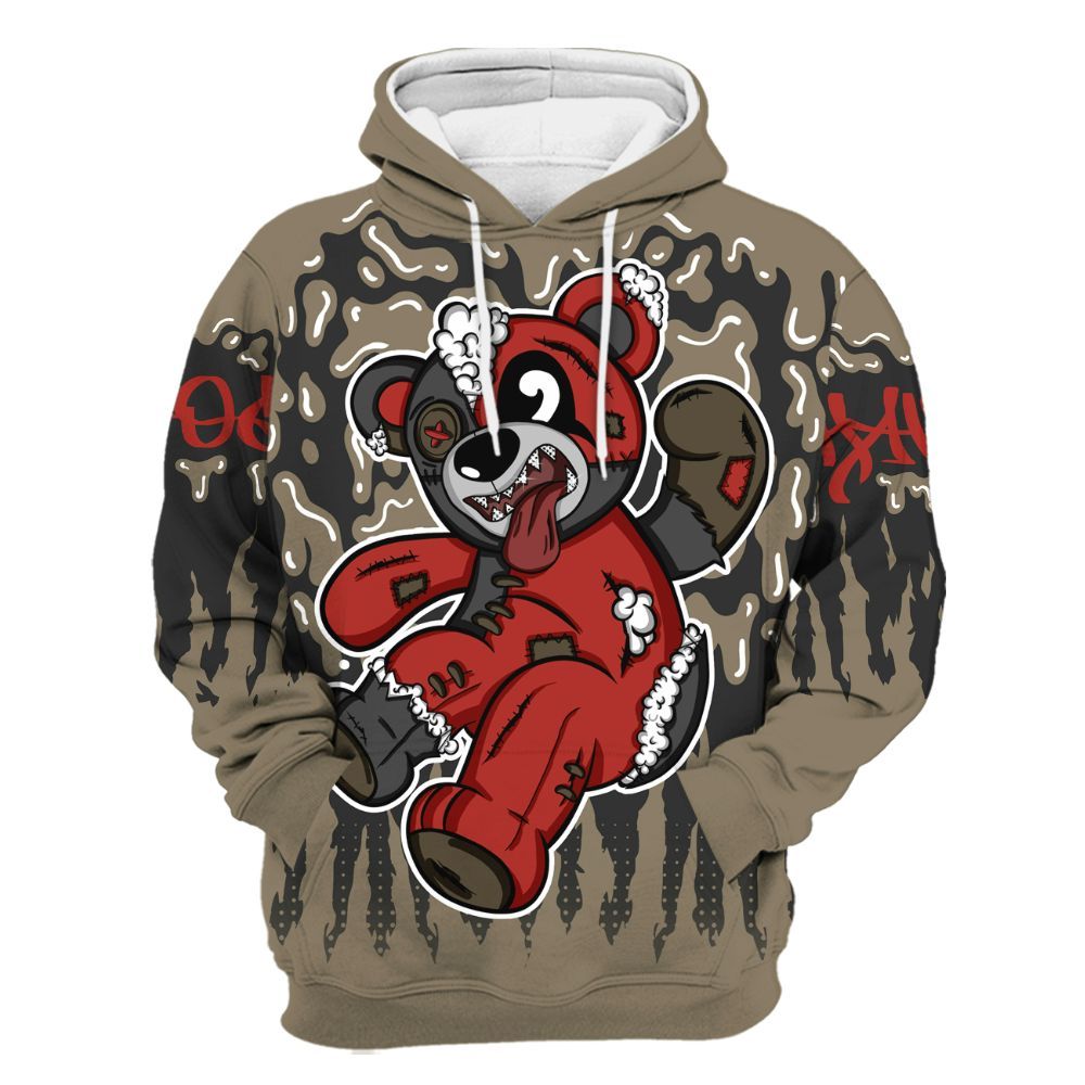 Hoodie To Match Olive 9s - Havok Bear Dripping All Over Print