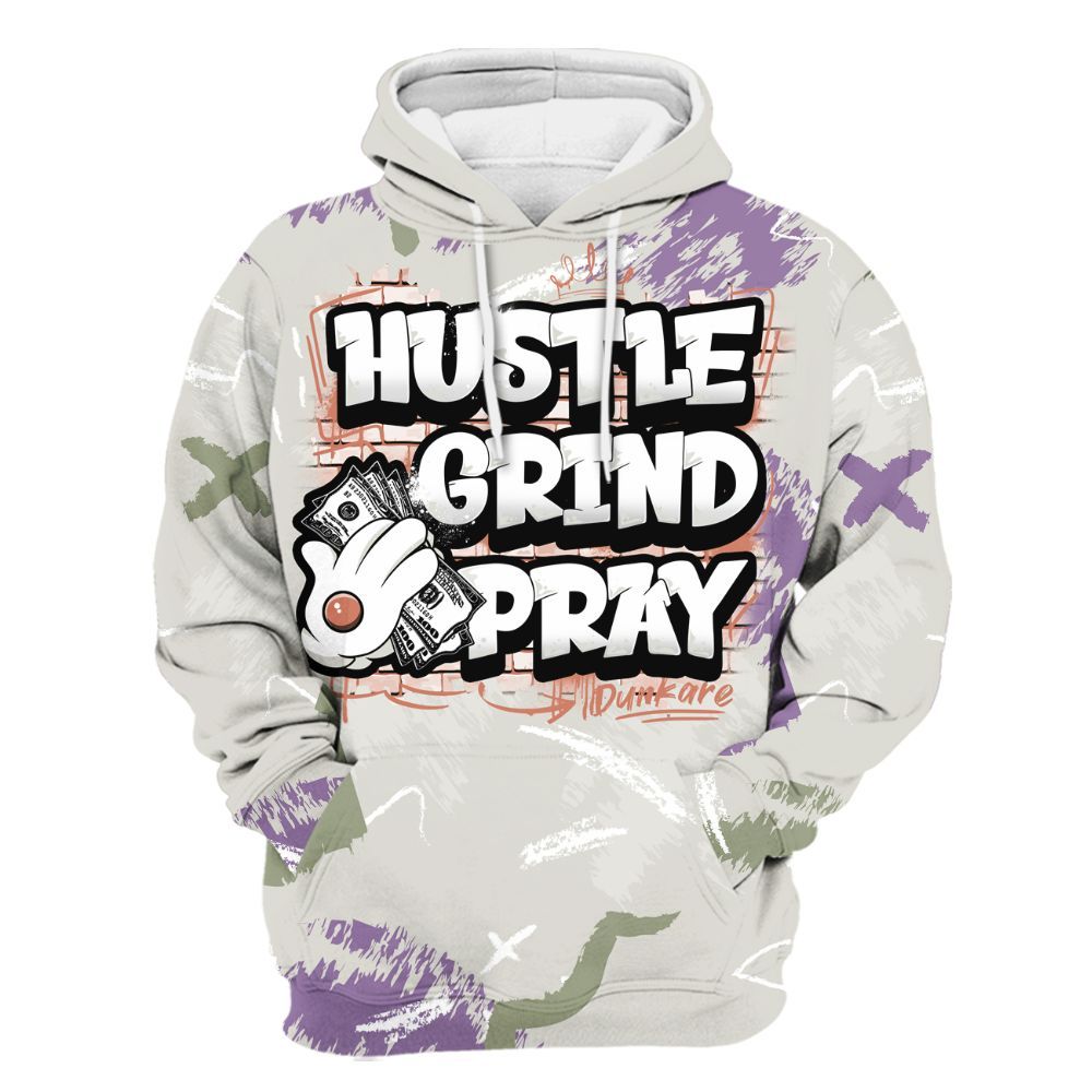 Hoodie To Match Dunk Low Floral Swoosh 2025 - Hustle Grind Pray Retro All Over Print