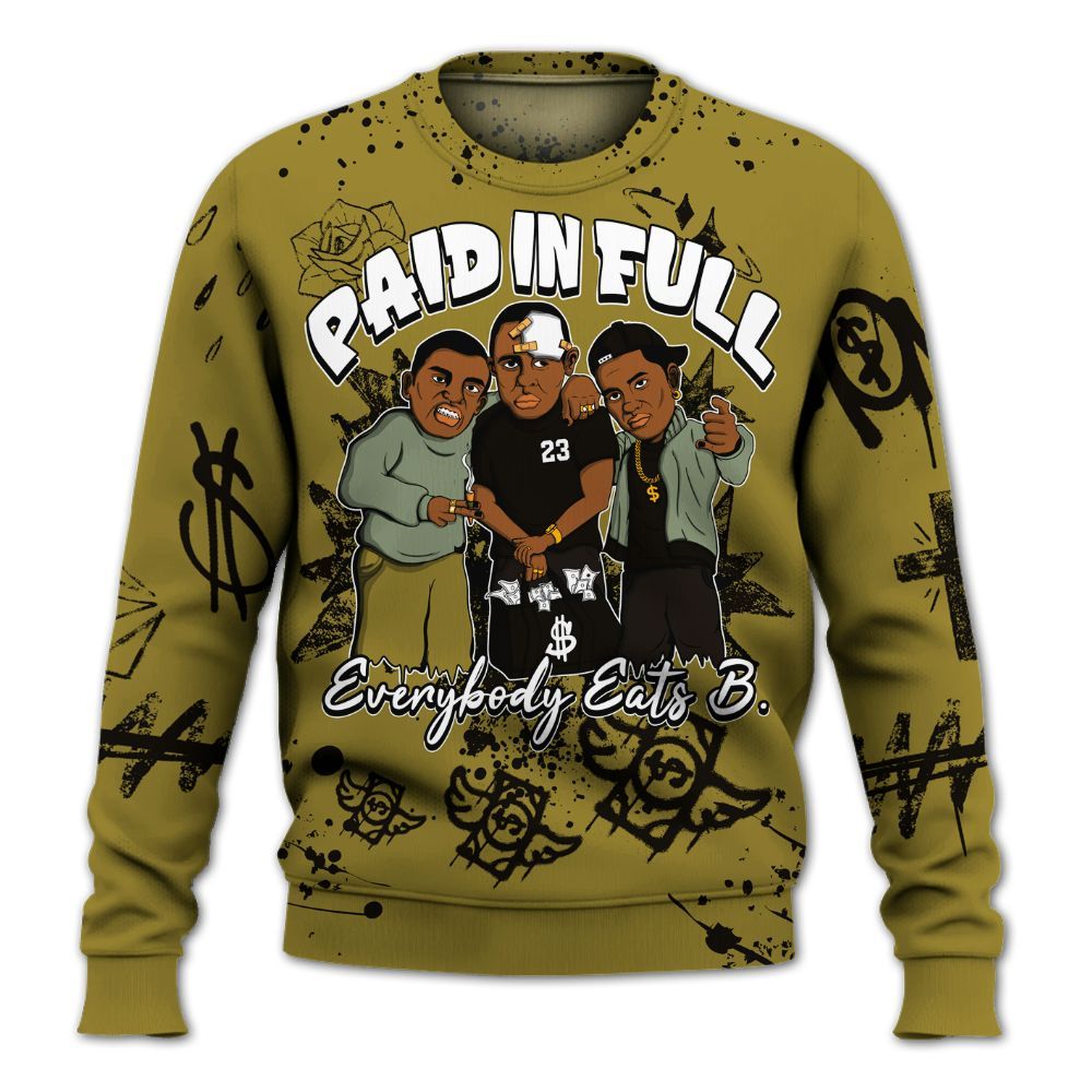 Sweatshirt To Match Air Flightposite Metallic Gold - Everybody Paid In Full Crayon All Over Print